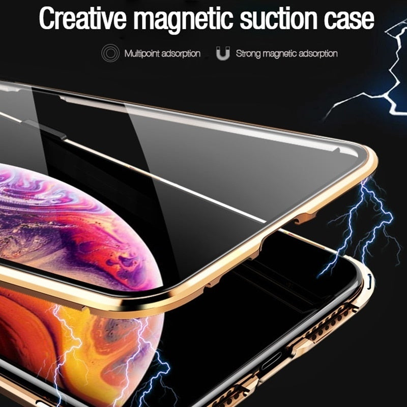 Magnetic Metal phone case with Privacy Screen Protector